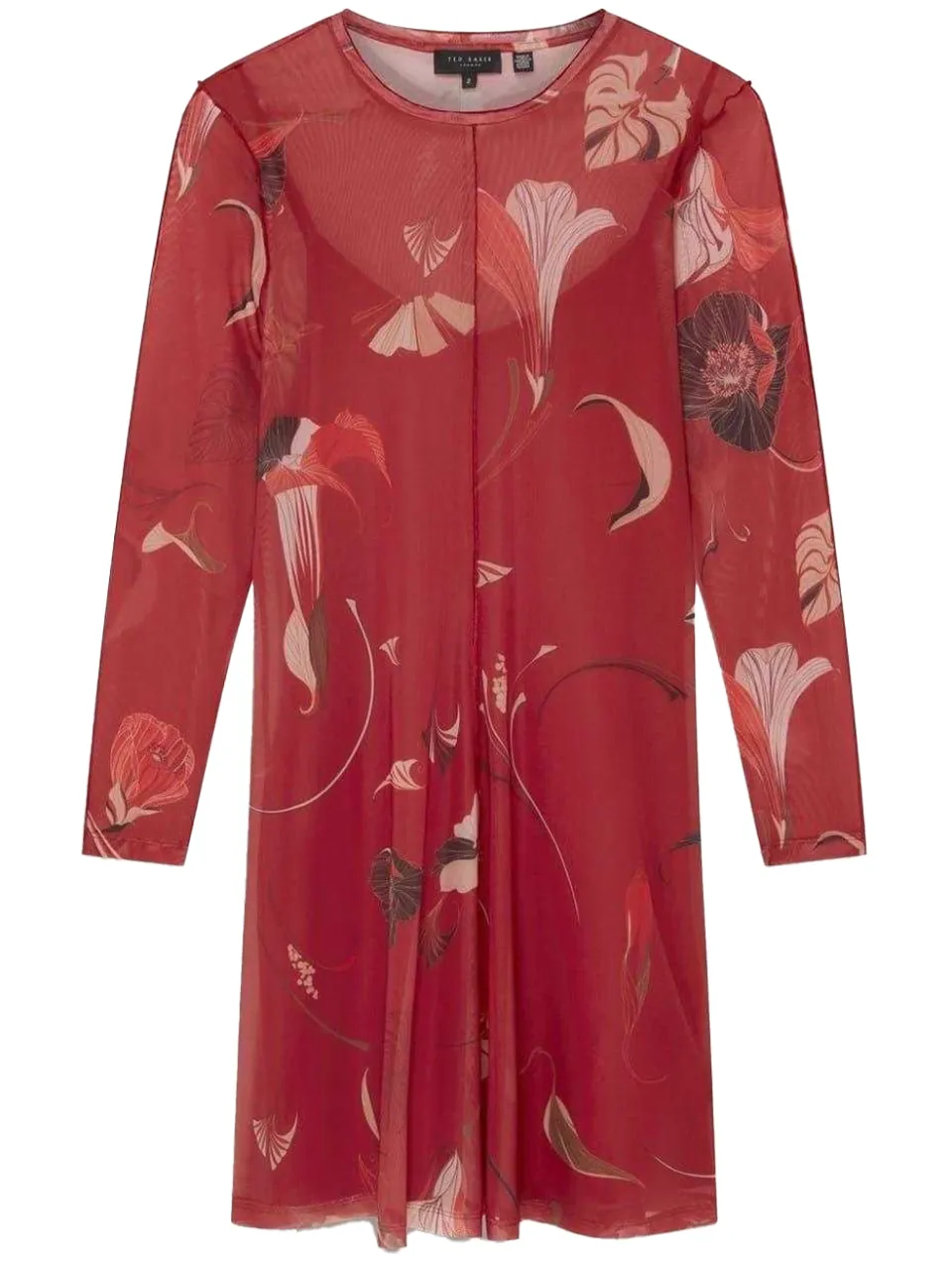 Ted Baker Mini-jurk met lange mouwen van mesh voor dames (Rood), foto 2