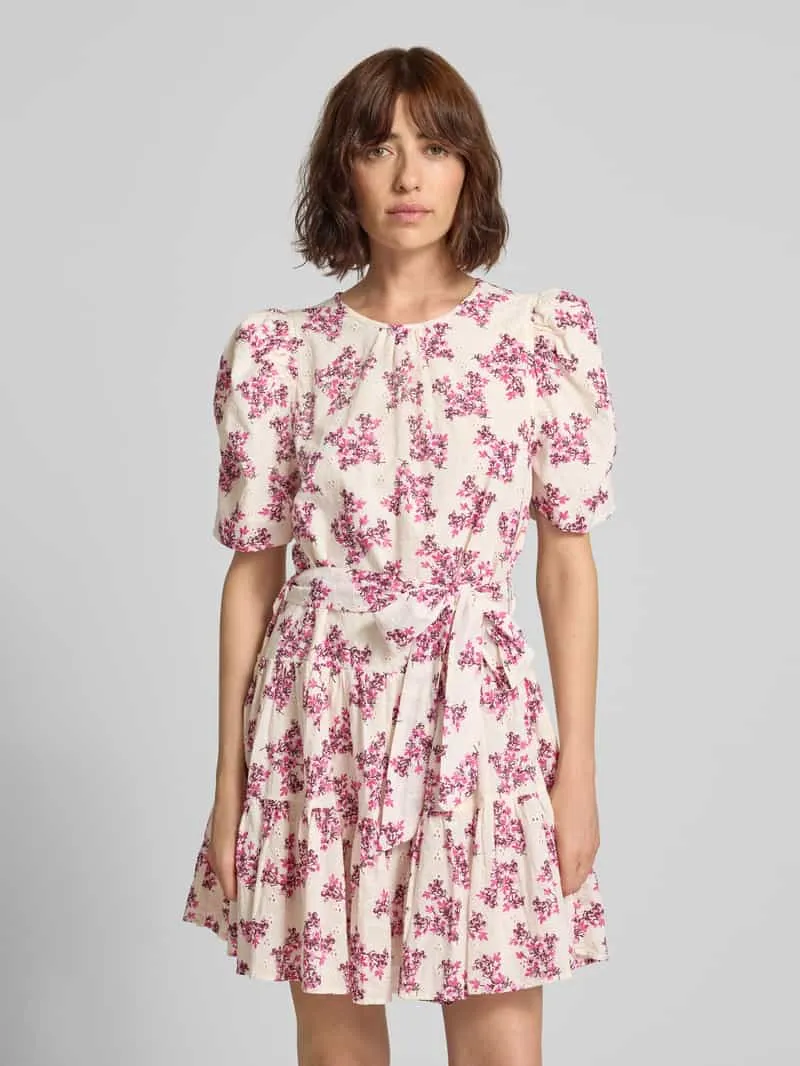 NEO NOIR mini-jurk in all-over look met strikceintuur Fuchsia