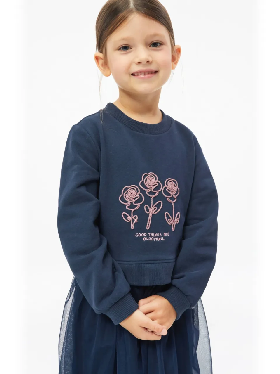 s.Oliver sweatjurk met tekst en glitters donkerblauw, foto 3