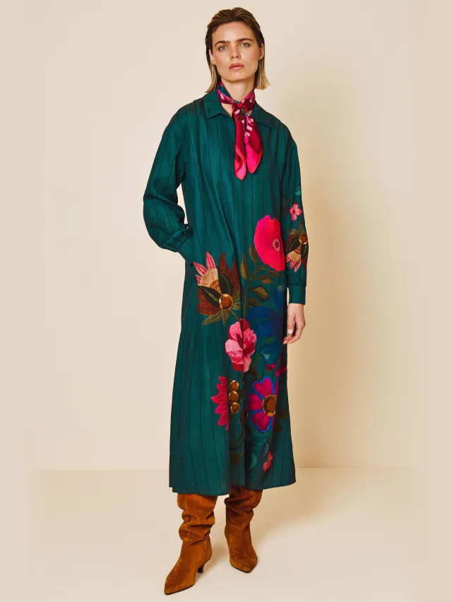 Oilily Dione maxi blousejurk donkergroen