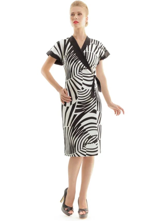 Conquista Zebraprint oversteekjurk Zwart