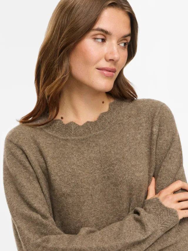 Vila NIKOLINA gebreide jurk taupe, foto 7