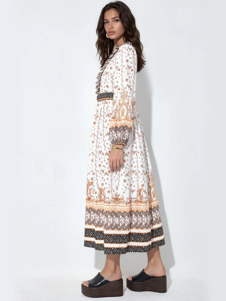 MSN Collection Florale Maxi Jurk met Ceintuur veelkleurig, foto 2
