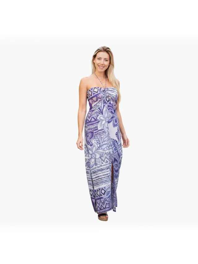 Isla Bonita By Sigris Lange Jurk Isla Bonita By Sigris Lange Midi-Jurk Blauw