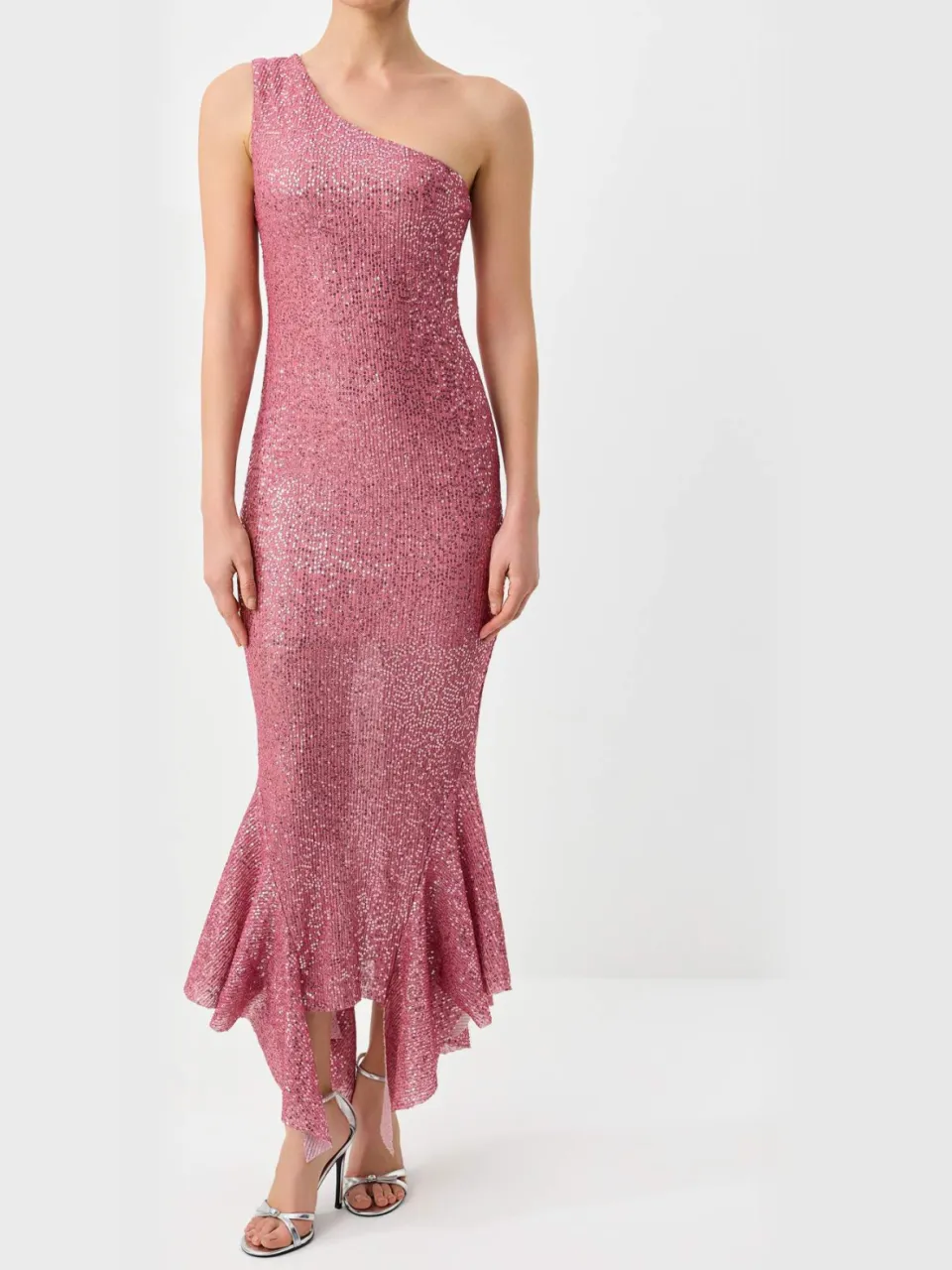 Trendyol TRENDYOLMİLLA Dames Roze Effen Midi Mouwloos Asymmetrisch Jurken, foto 2