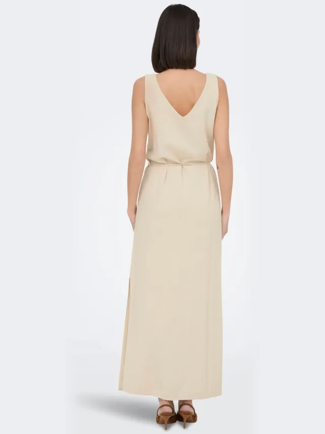 JDY maxi jurk JDYSAY met linnen beige