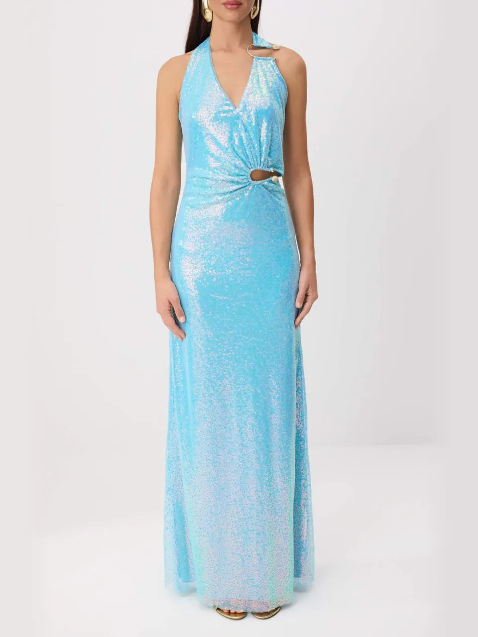 Trendyol TRENDYOLMİLLA Dames Blauw Effen Maxi Mouwloos Recht Avond & Gala Jurk, foto 2
