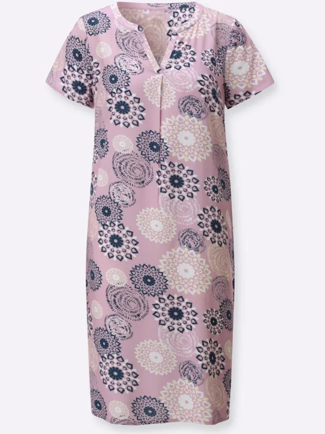 Geweven jurk mauve/donkerblauw bedrukt, foto 2