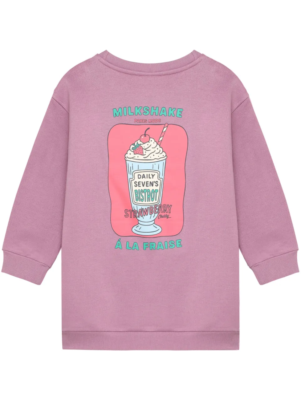 Daily7 korte sweatjurk met backprint paars, foto 3