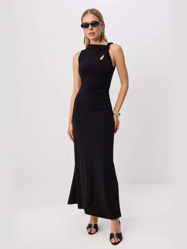 Trendyol TRENDYOLMİLLA Dames Zwart Effen Maxi Mouwloos Bodycon Jurken