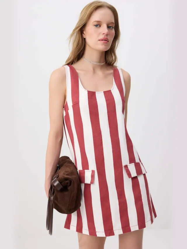 Trendyol TRENDYOLMİLLA Dames Rood Effen Kort / Mini Mouwloos Recht Jurken