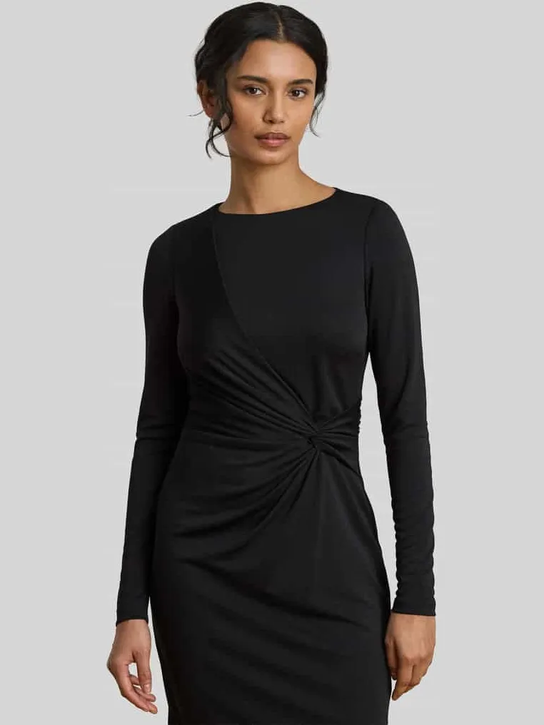 Lauren Ralph Lauren Nauwsluitende kokerjurk met knoopdetail zwart, foto 3