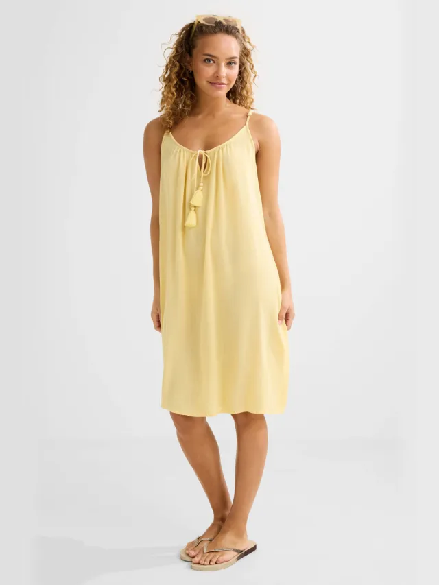 BEACHWAVE crinkle strandjurk lichtgeel