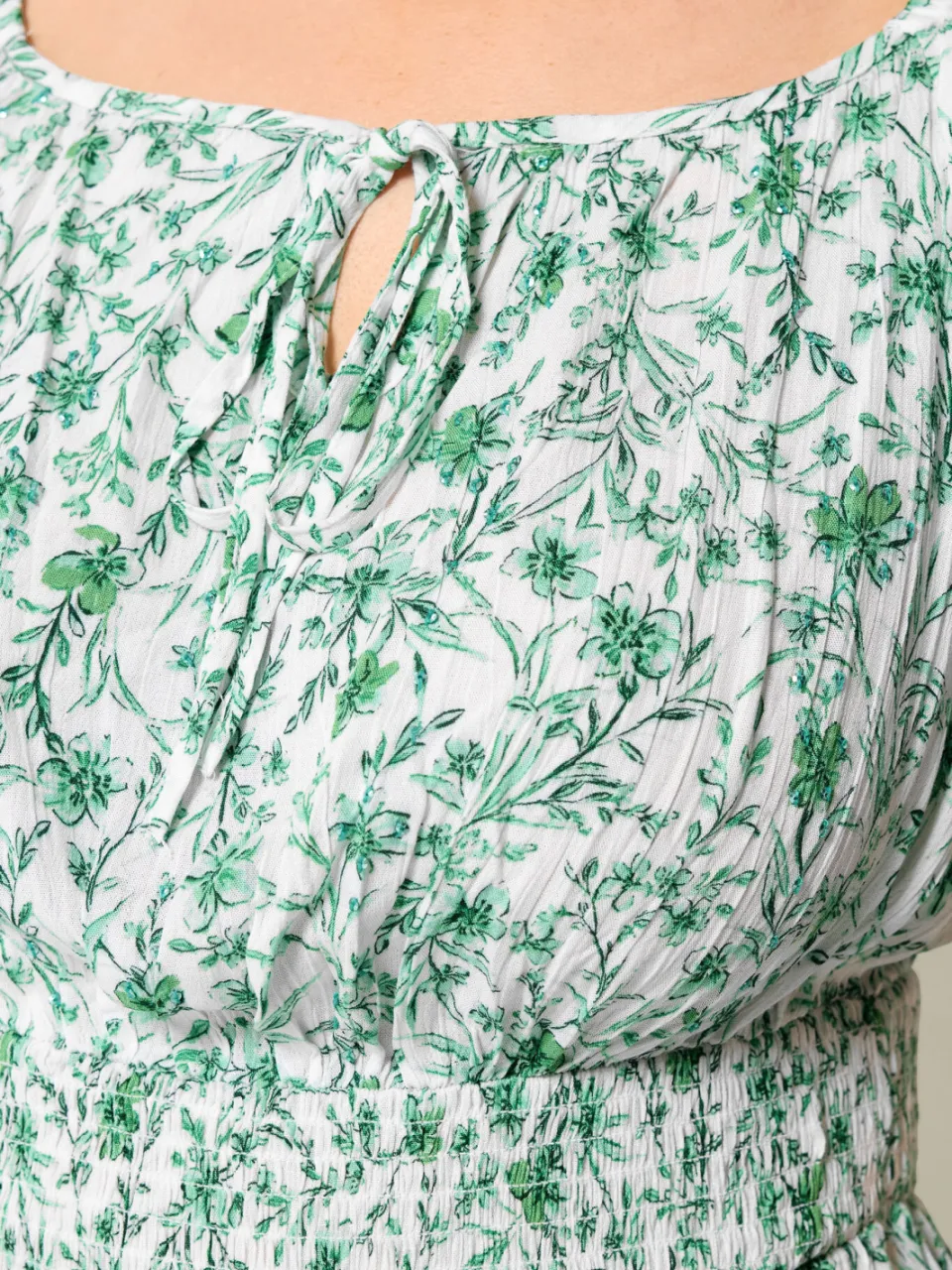 Yours Groene Bardotmaxijurk Met Bloemenprint, foto 3