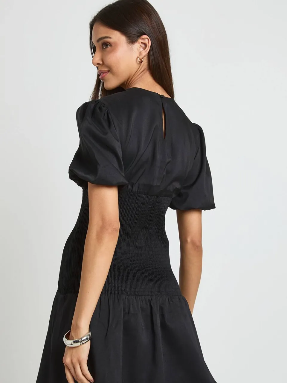 boohoo Dames Mini Jurk Met Gerimpelde Taille En Asymmetrische Zoom zwart, foto 2