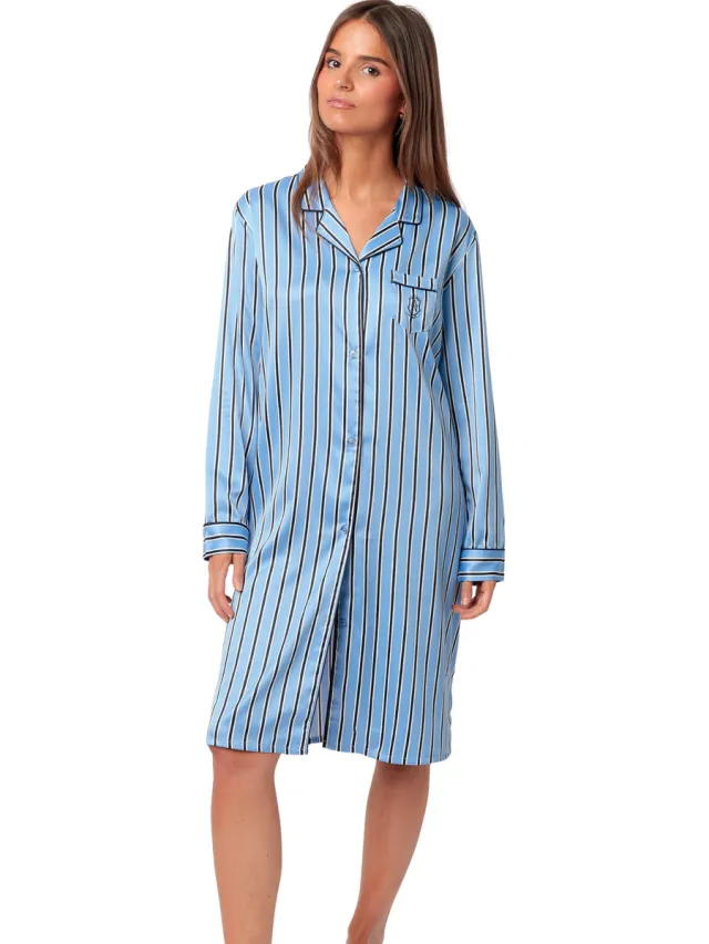 Admas Jurk Admas Nachthemd met lange mouwen ADM Secret Blauw