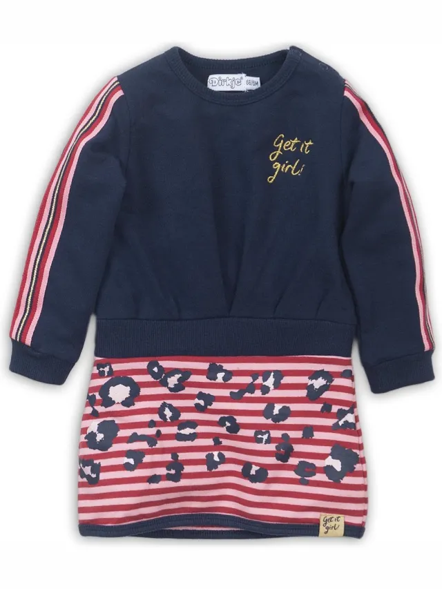 Dirkje Baby dress - Navy + red + pink - Vrouwen