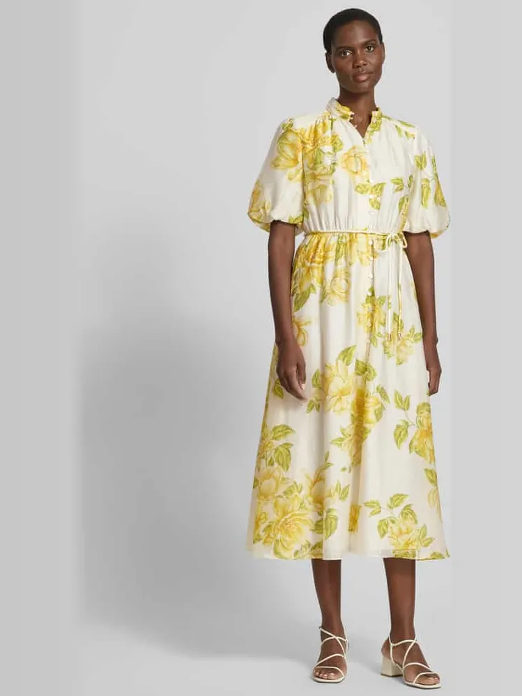Forever New cocktailjurk met strikceintuur model 'Macey' Lichtgeel