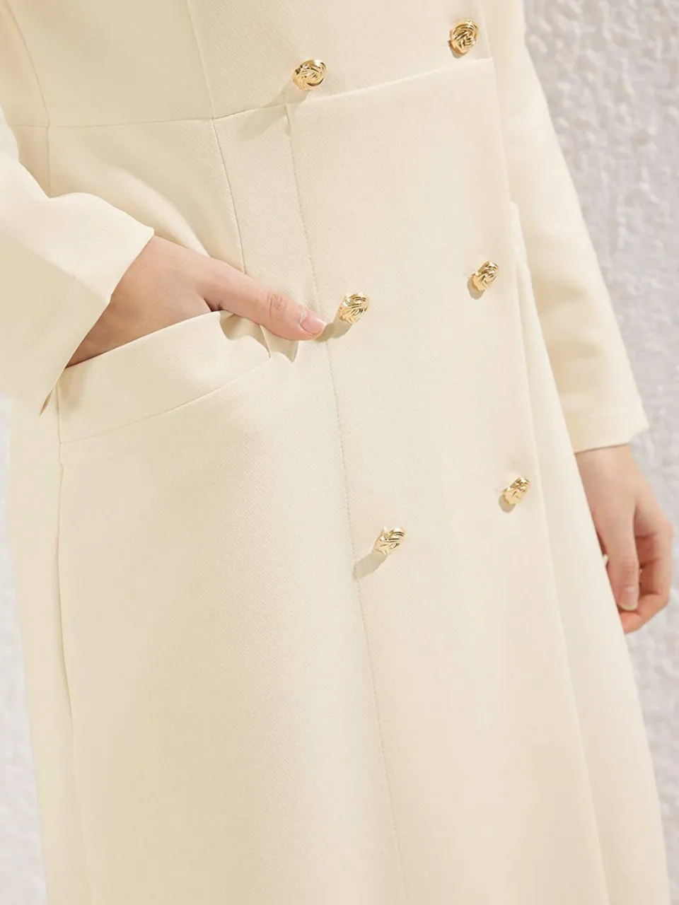 Trendyol Modest Dames Beige Effen Maxi Lang Zakelijk Double-breasted Modest Jurken, foto 2