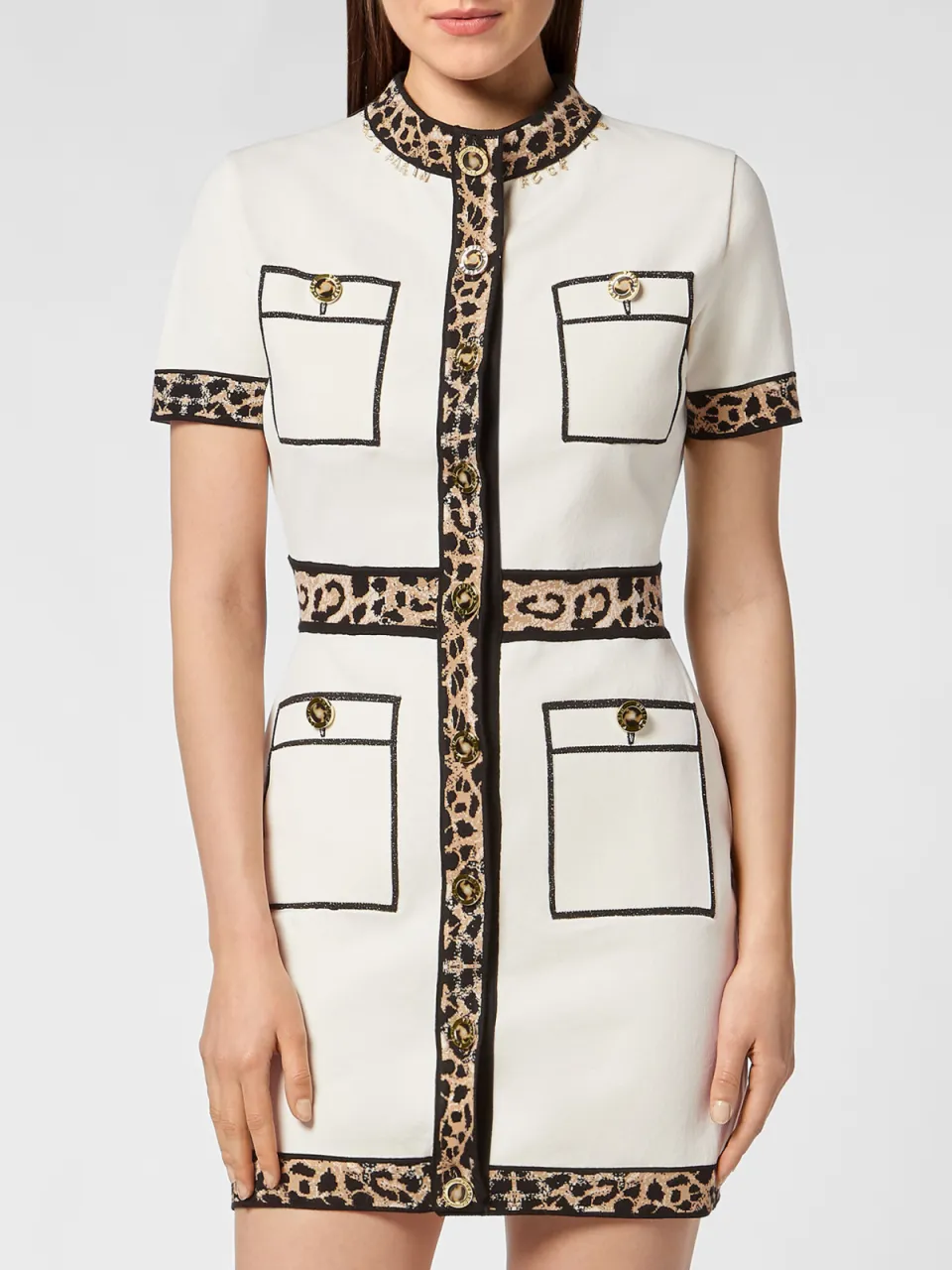 Philipp Plein Gebreide Jurk Leopard crème, foto 2