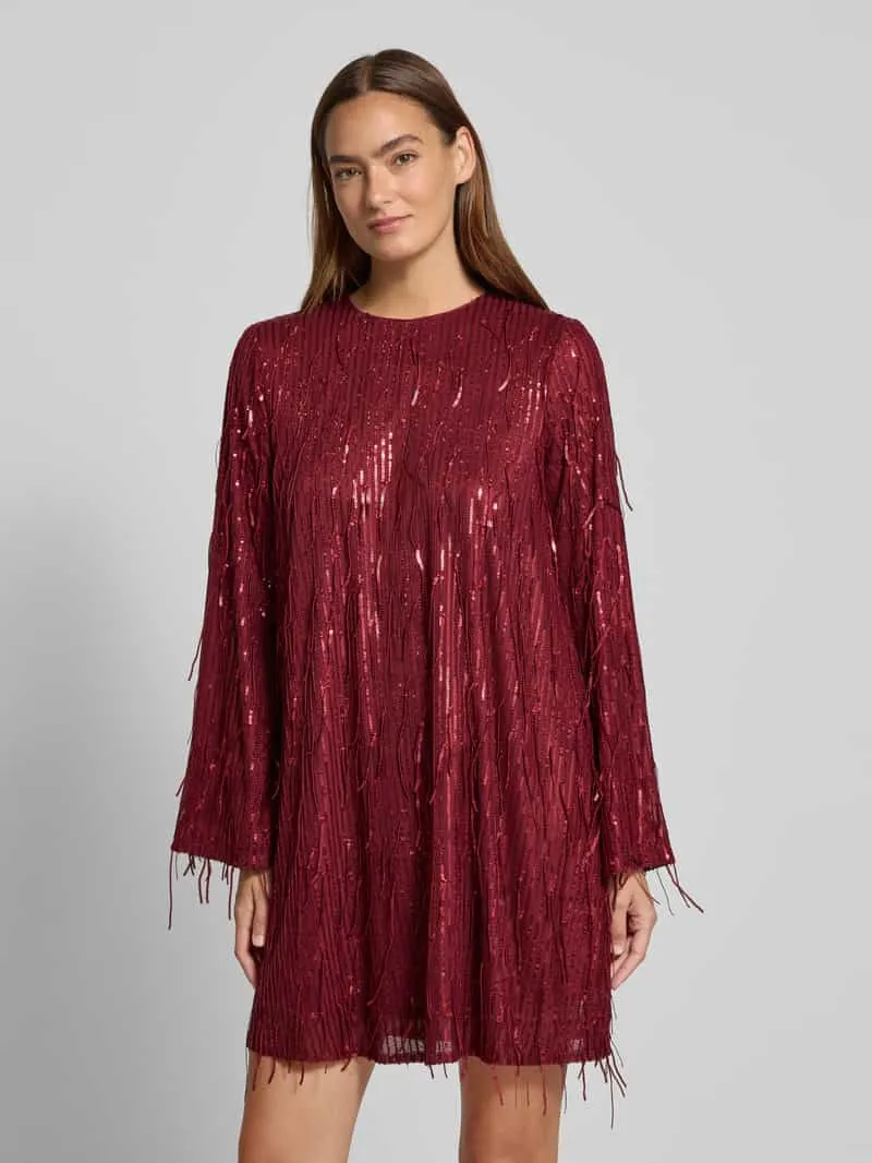 Yas mini-jurk met ronde hals model 'Lantra' Bordeaux