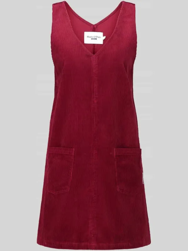 Marc O'Polo Mini-jurk van katoenmix Donkerrood