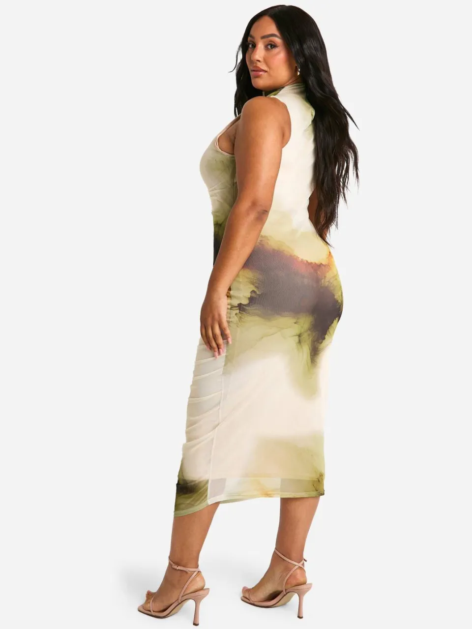 boohoo Dames Plus Abstract Geraffelde Midi-Jurk multicolor, foto 2