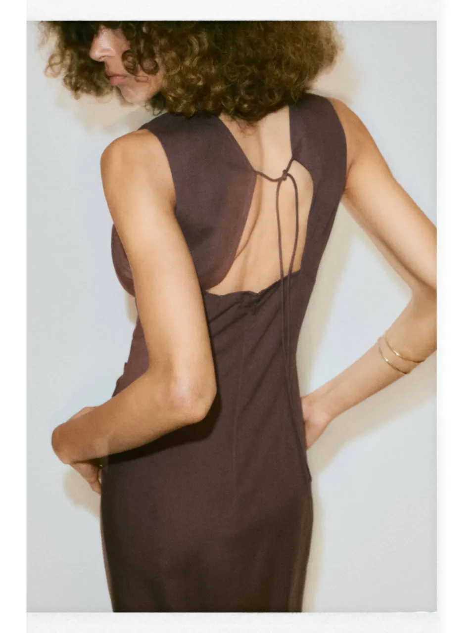 Mango midi jurk met linnen - bruin, foto 4