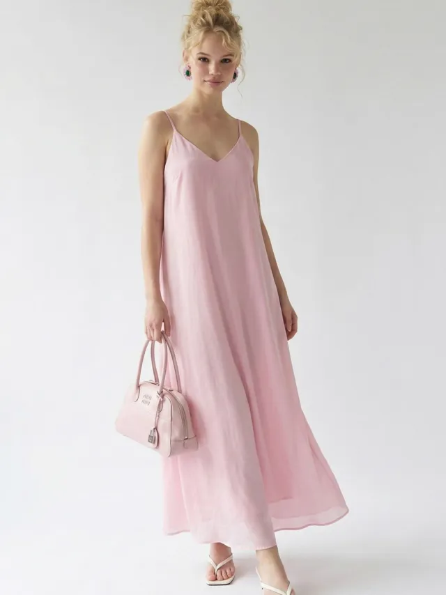 Mixray Mouwloze A-lijn Maxi-jurk Blush