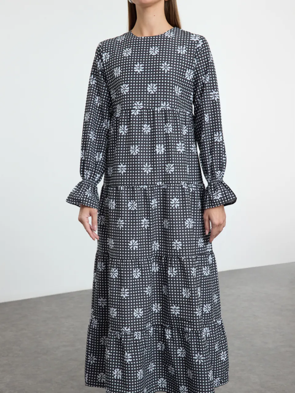 Trendyol Modest Dames Zwart Maxi Lang Casual A-lijn Modest Jurken, foto 2