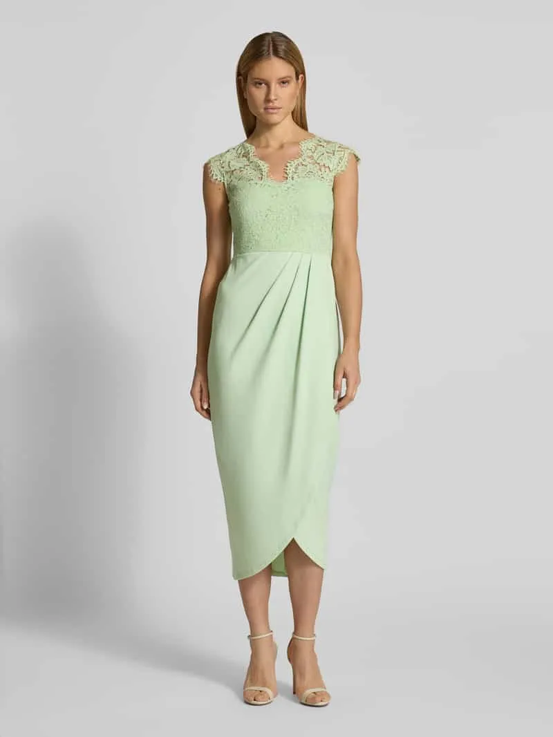 Vila Midi-jurk met kant Model 'CLARA' Groen