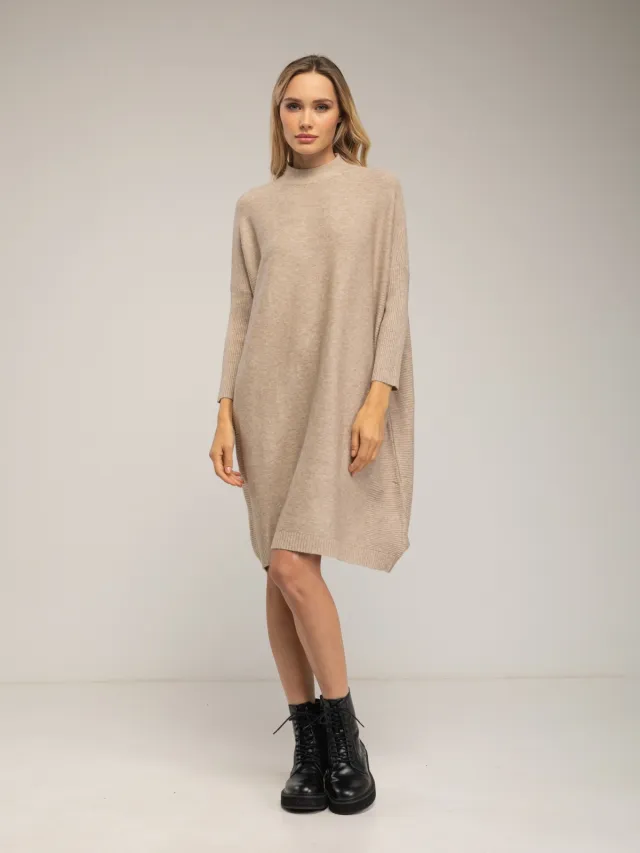 Tantra Loszittende geribde jurk Beige