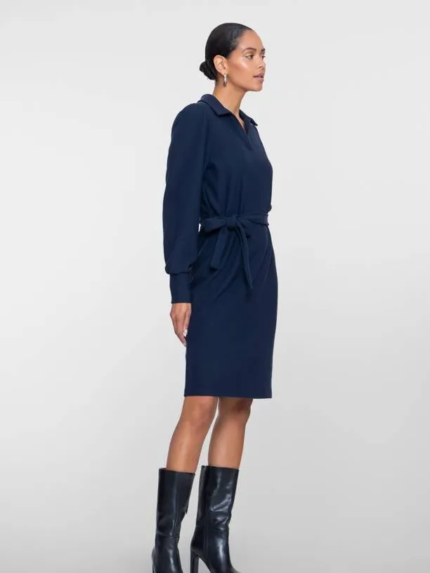 Geisha korte A-lijn jurk met ceintuur - donkerblauw, foto 4