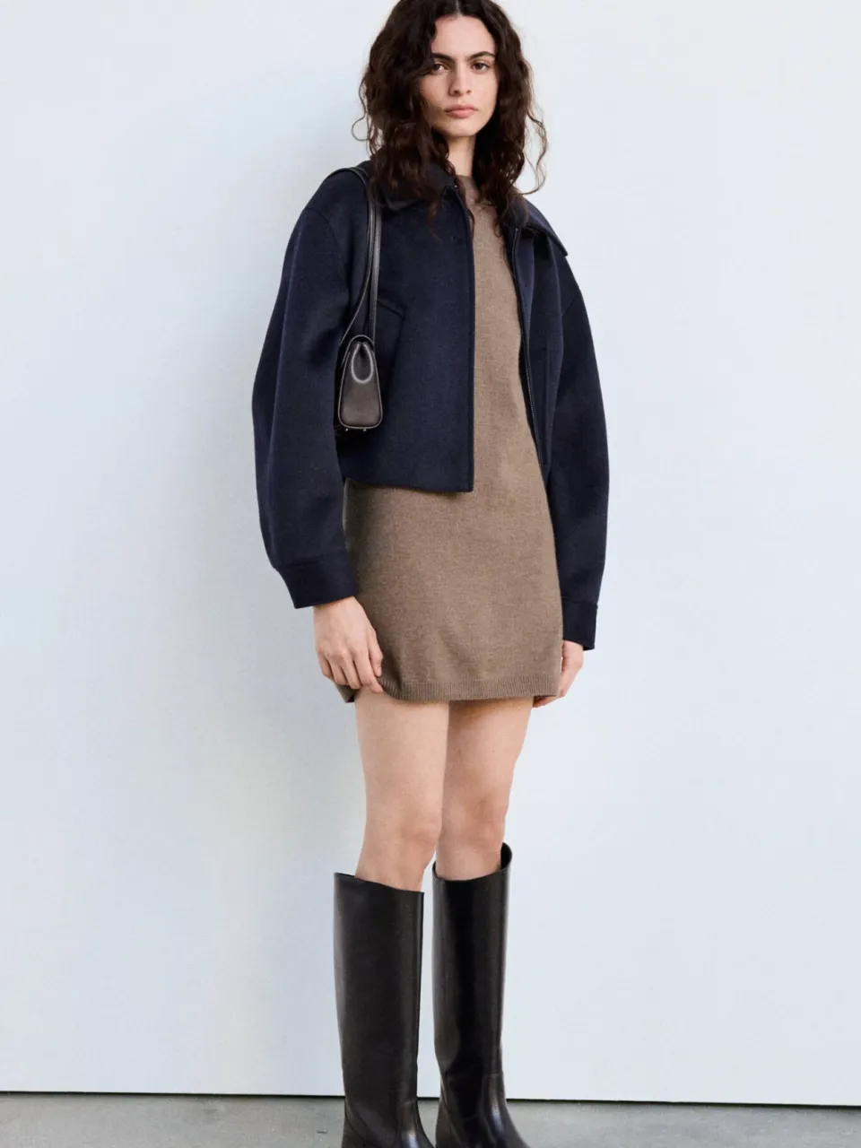 Mango korte jurk met wol - beige, foto 4