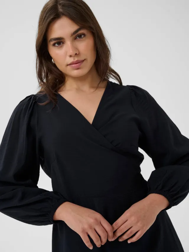 Kaffe Curve viscose maxi wikkeljurk Plus Size - marineblauw, foto 5