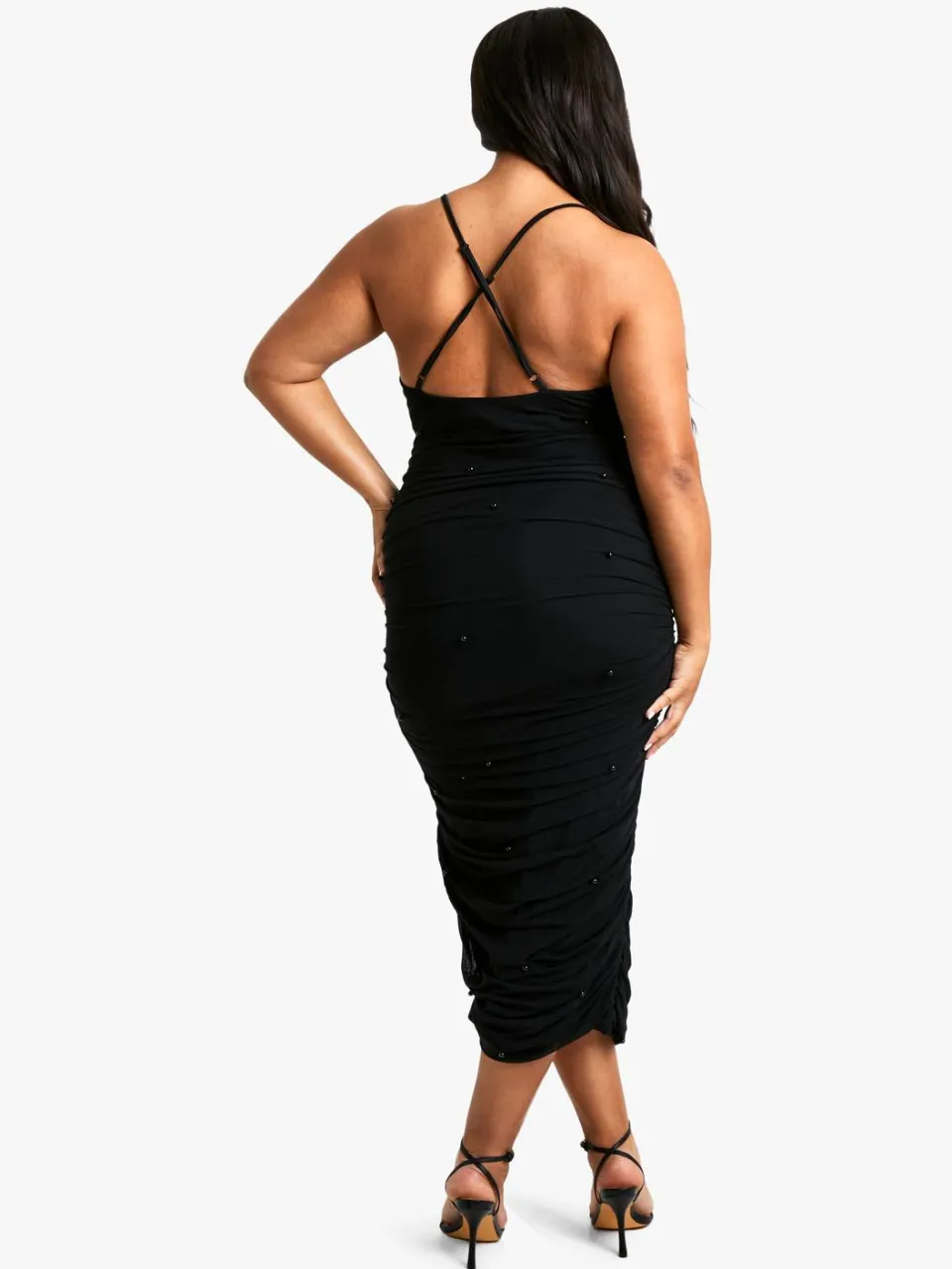 boohoo Dames Plus Bedecoreerde Strappy Midaxi-jurk zwart, foto 2