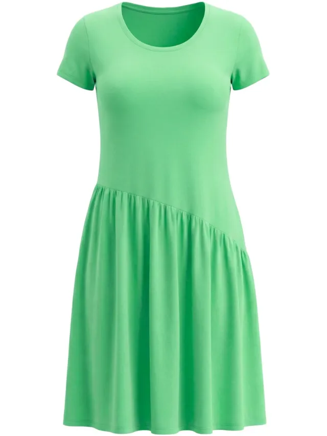 Angel of Style Dames - Jersey jurk diagonale taillenaad korte mouw - Kiwi