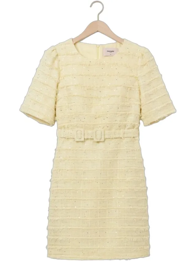 Freebird Wv-hairy-sequince-261 Dames - Jurk - Geel