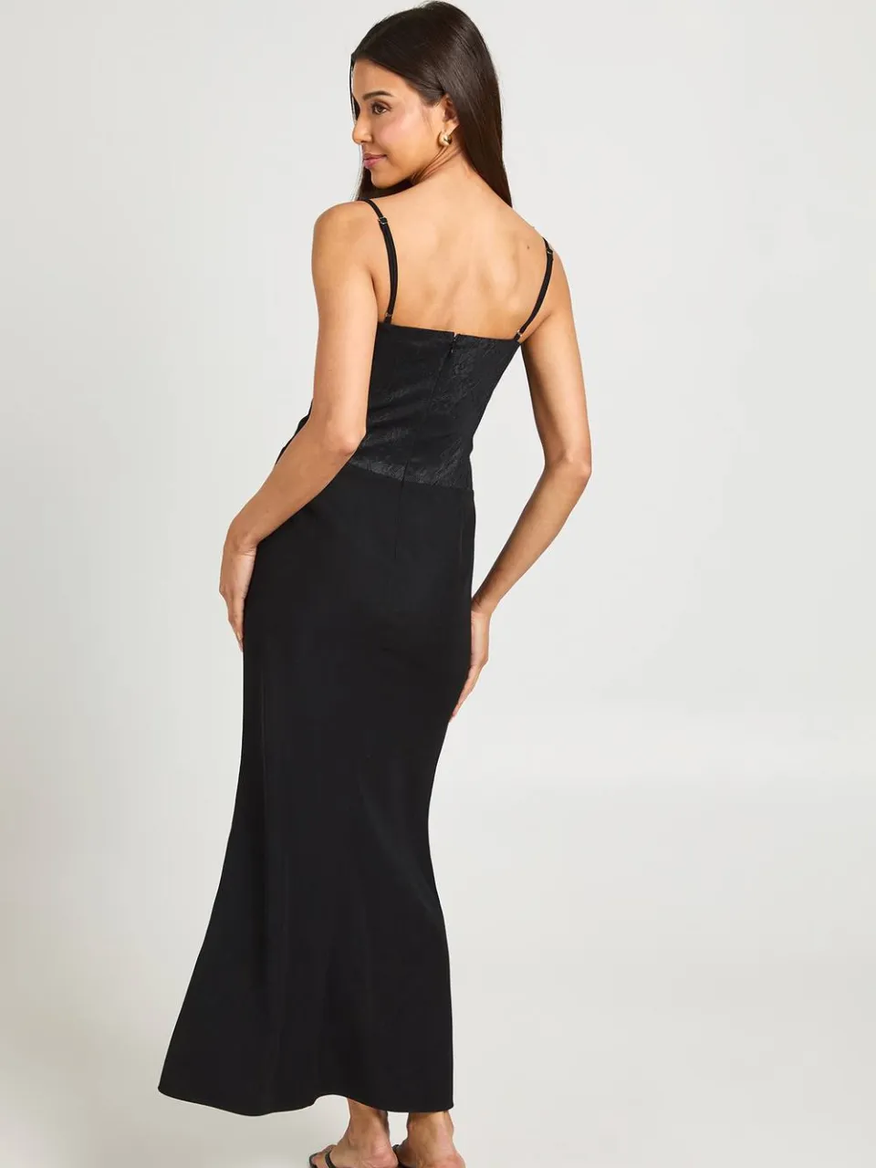 boohoo Dames Kanten Corset Midaxi Jurk Met Cups zwart, foto 3
