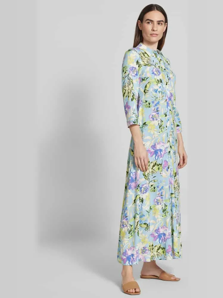 Yas Maxi-jurk met doorknoopsluiting, model 'SAVANNA' lichtblauw, foto 4