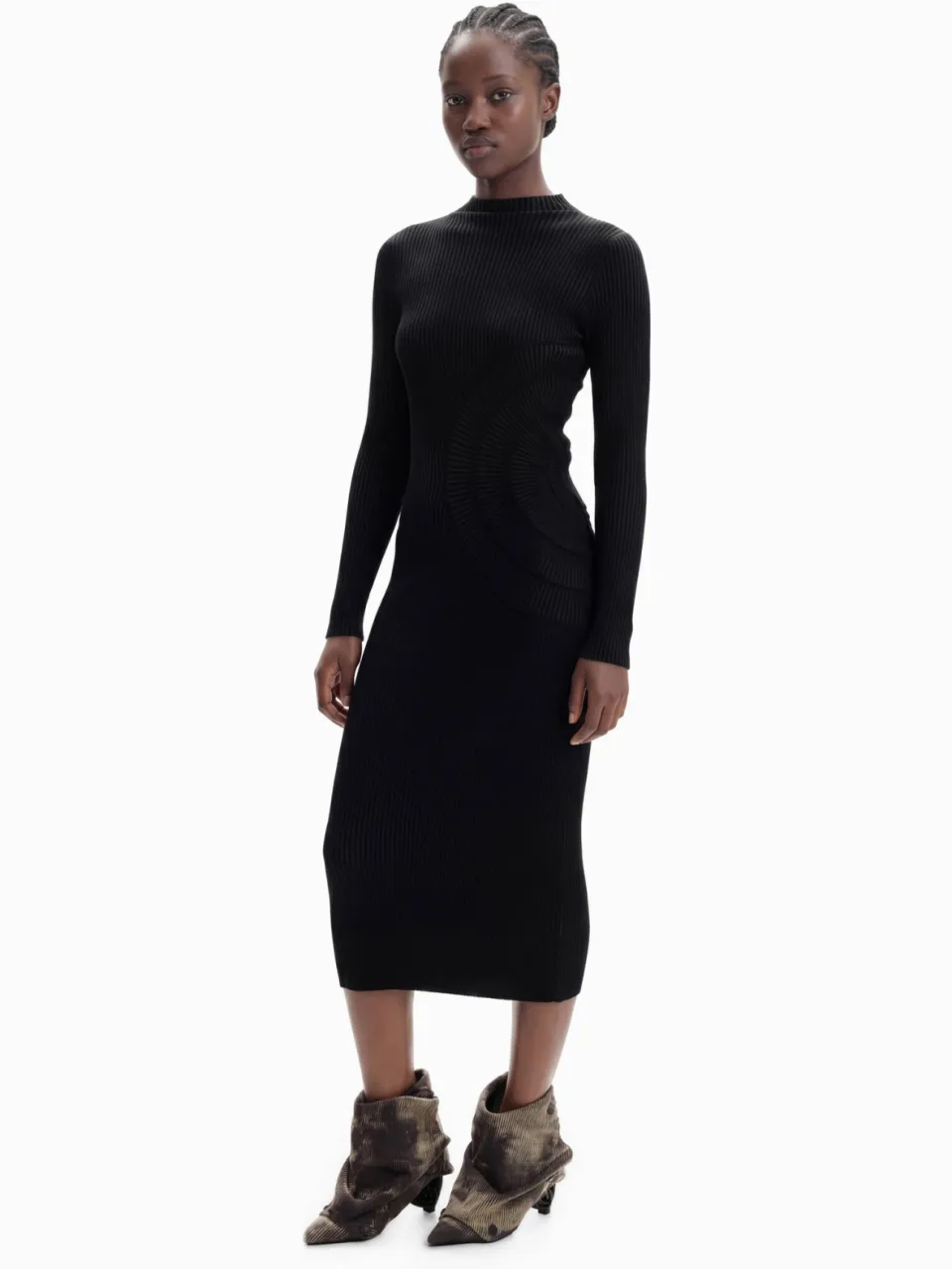Desigual midi jurk met print - zwart