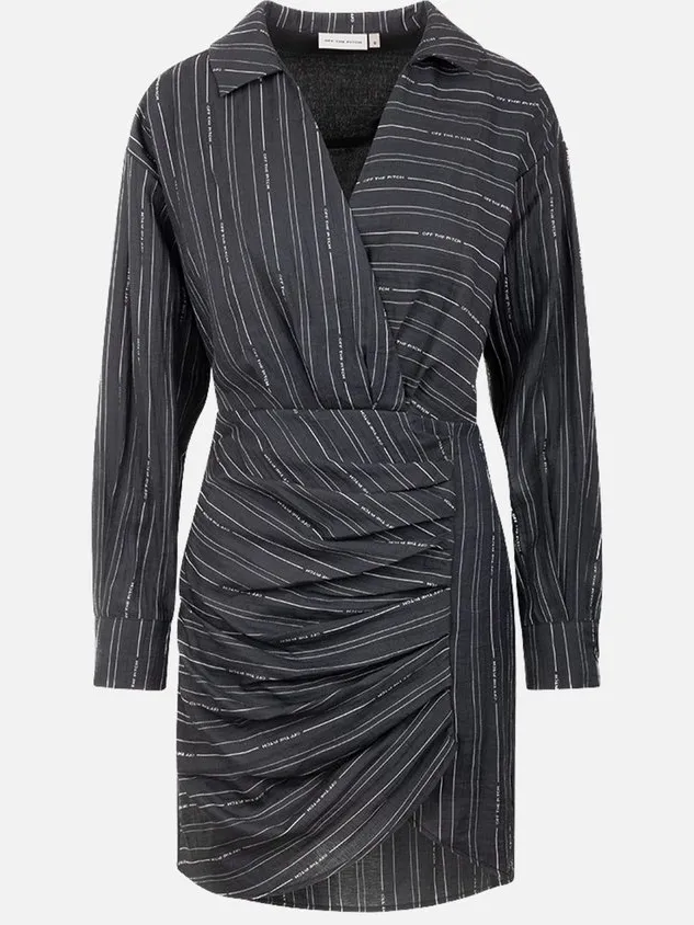 Off The Pitch Pleated Stripe Dress Black