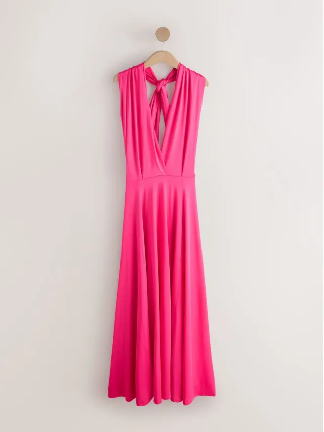 Next Dames - Multiway jersey Maxi-jurk voor bruiloftsgasten - Petite - Roze Raspberry Pink