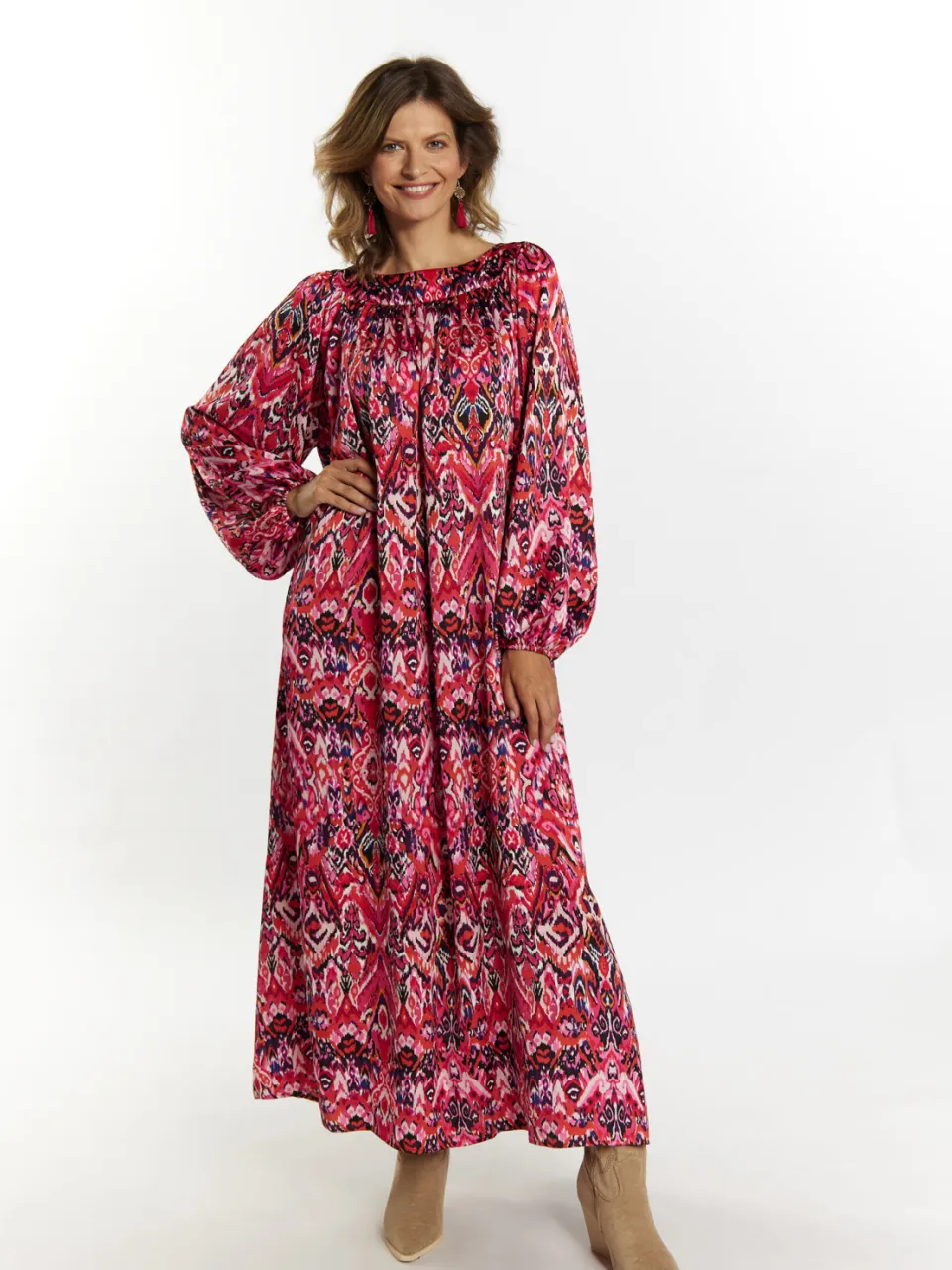 Usha Maxi jurk Dames Roze Veelkleurig