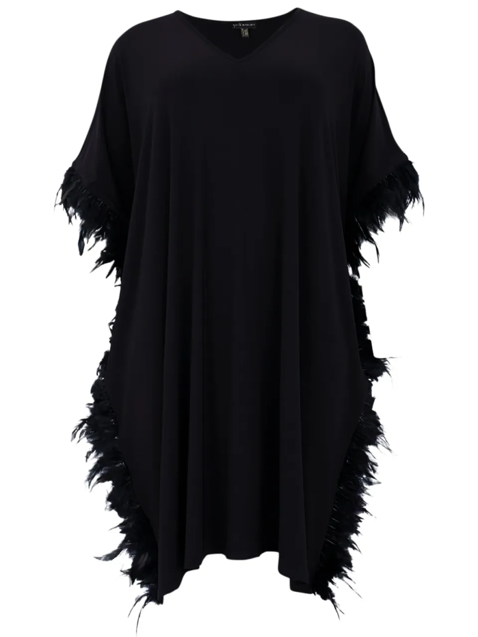 Yoek Kaftan met veren | Zwart, foto 2