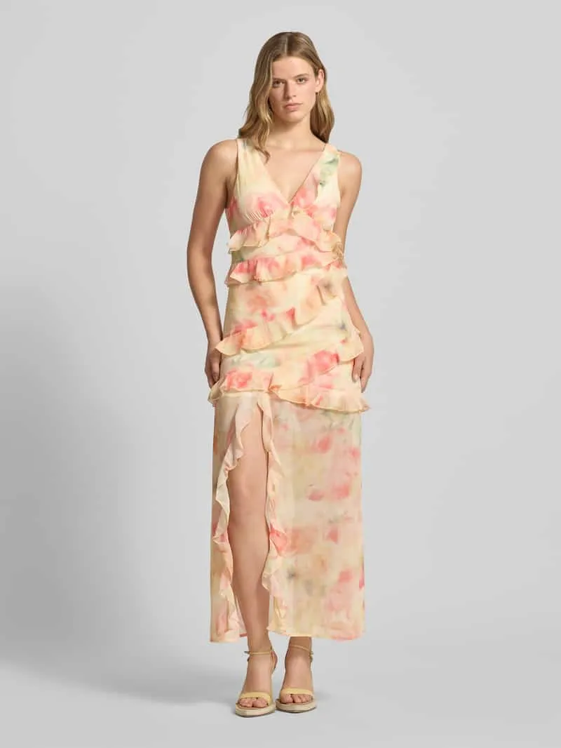 Gina Tricot maxi-jurk met ruches Abrikoos
