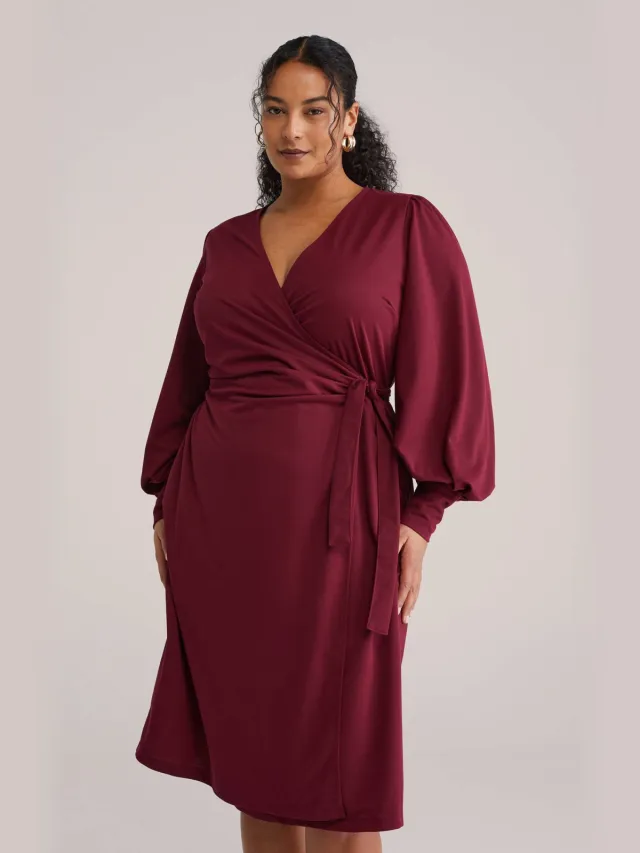 WE Fashion Curve A-lijn jurk donkerrood