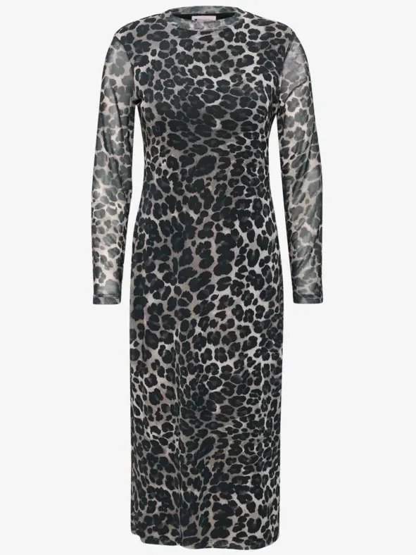 Street One Midi-jurk met boothals en luipaardprint zwart, foto 3