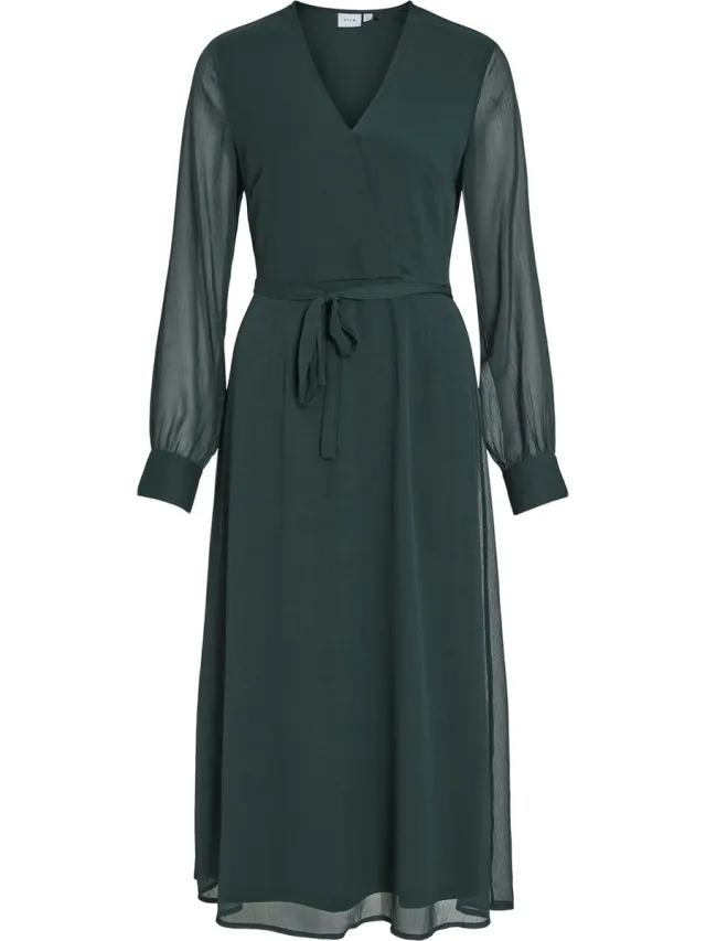 Vila VIFALIA V-NECK L/S MIDI DRESS - NOOS/DC - Dames - Mini jurken scarab