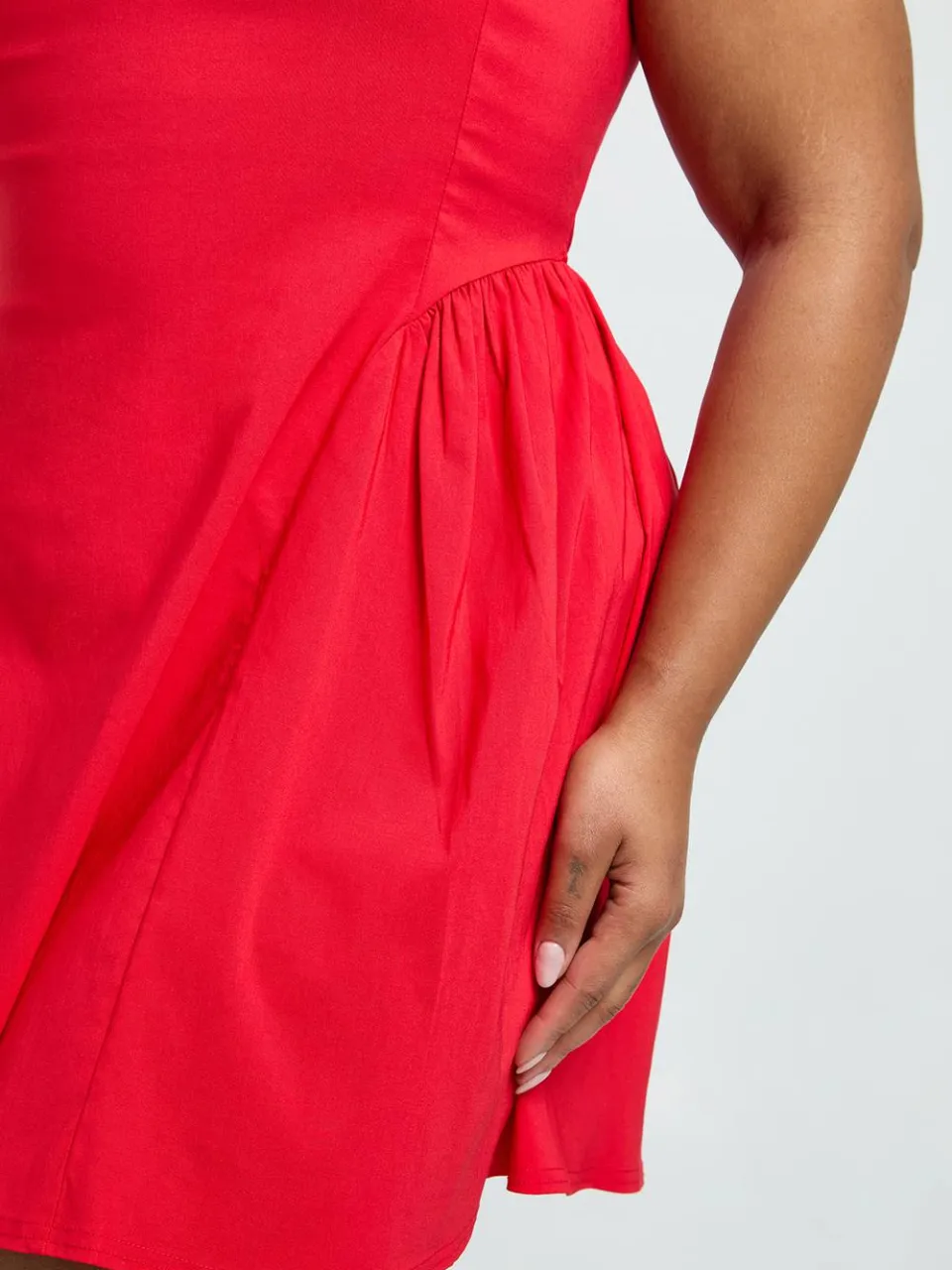 boohoo Dames Plus Bengaline Skater met brede band rood, foto 3